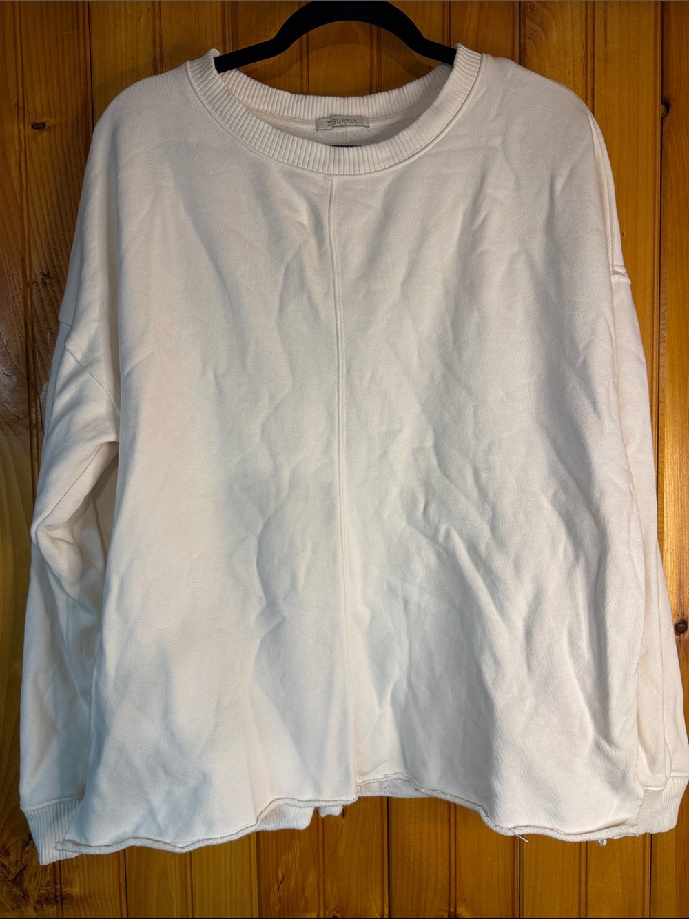 Z Supply Cream Ribbed Crewneck Sweatshirt